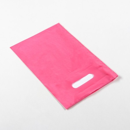 Polyethylene package with a cut handle, pink 20-30 cm, 30 μm-1