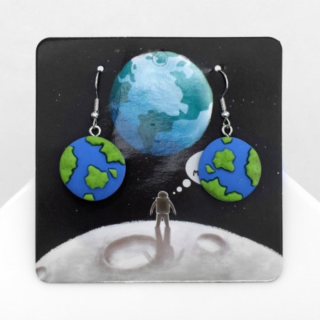 Earrings Assorted "Joy" the globe, the color is blue-green in silver