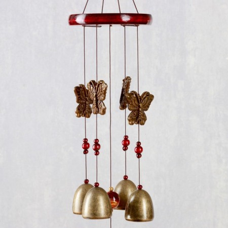 Wind music metal, wood "butterflies" 4 bells 55 cm-1