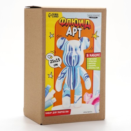 Drawing by acrylic on the plastic figure "Bear", blue, a set for creativity fluid art-6