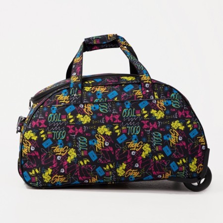 Road bag on wheels, lightning department, external pocket, colorful/black color-1