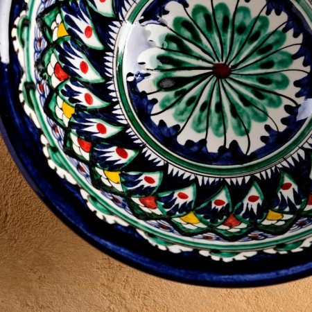 Rishtan ceramics "Patterns", 18 cm, large, blue-8