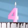 Candle in the cake on the skewer "Fine", the number "4", 5 cm, pink