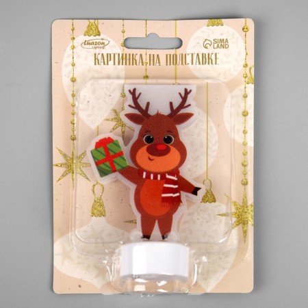Light picture on the stand "Reindeer" 11 cm, batteries, glow warm white-3