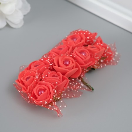 Decorative rose with pearls for creativity, col. red-1
