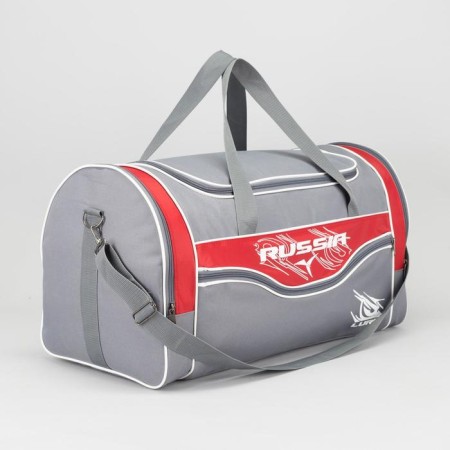 Sports bag with lightning, 3 outer pockets, gray/red color