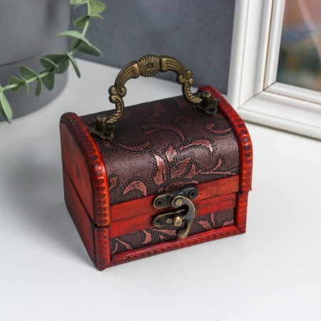 Casket wood chest with handle "Flowers" 7.3x9.5x7.5 cm