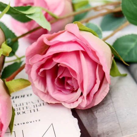 Artificial flowers "Rose Blue perfume" D-5 cm 60 cm, dark pink-1