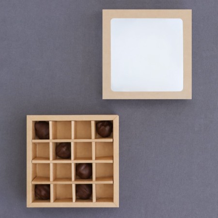 Folding box under 16 sweets with a window, craft, 17.7 x 17.7 x 3.8 cm-5