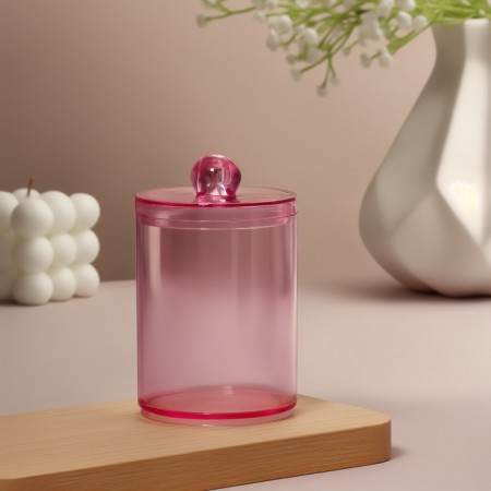 Organizer for cotton sticks, with a lid, d = 6.7 × 10.5 cm, in the box, the color is pink-4