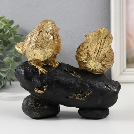 Polystone souvenir "Two golden birds on a branch" 16x7x15 cm-3