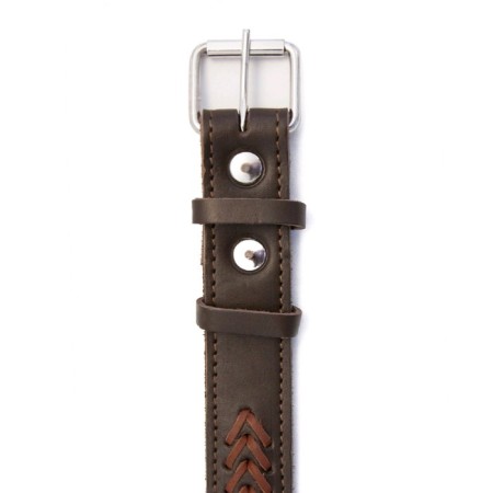 Leather collar with oblique "Zononic", Osh 52-66 x 3.5 cm, mix of flowers-6