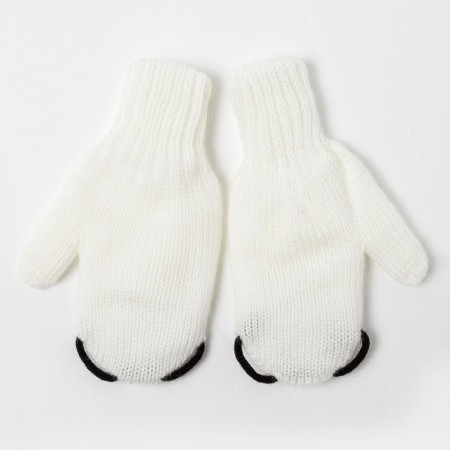 Mittens for the girl Double Panda, White, Size 12-1