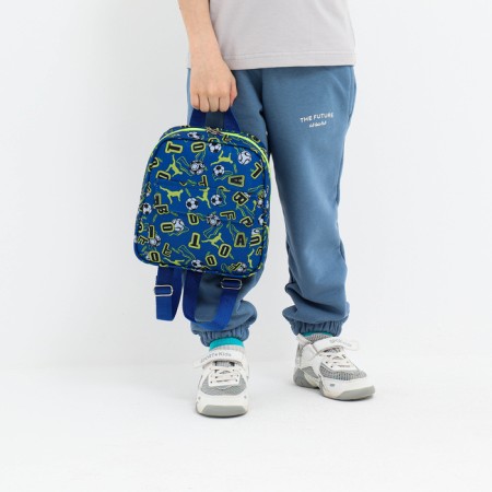 Baby backpack on lightning, external pocket, blue color-8