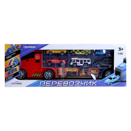 Truck "Carrier", included 6 cars and road signs-12
