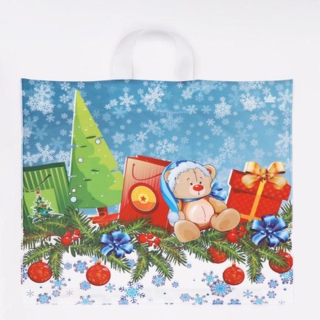 Package "Gifts for the New Year", polyethylene with a loop pen, 42 x 44 cm, 70 μm
