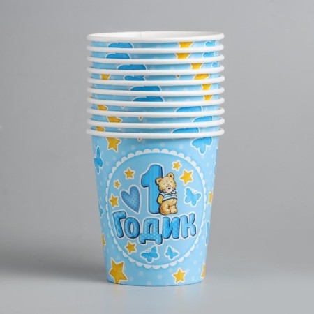 Single -paper glass "1 year" blue color 250 ml-1
