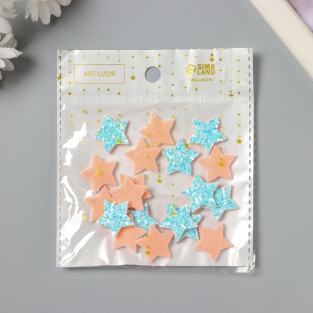 Decor for the creativity of the felt shine "Zvezda" Blue 2x2 cm-3