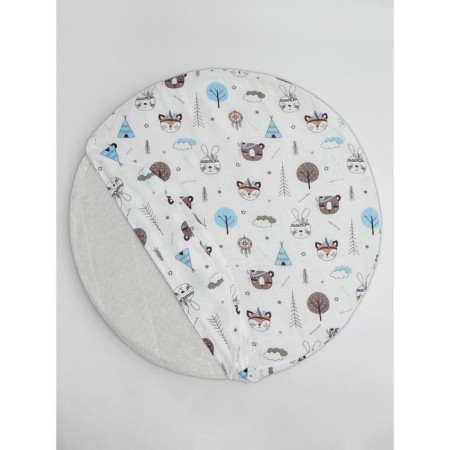 Glass sheet round, size 75x75x12 cm, Indians print-2