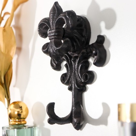 Decorative cast iron hook "Heraldic lily" 15x4x9.8 cm-1
