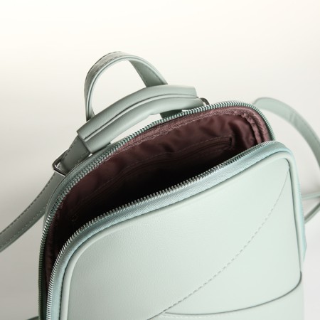 City backpack made of artificial leather with lightning, green color-5