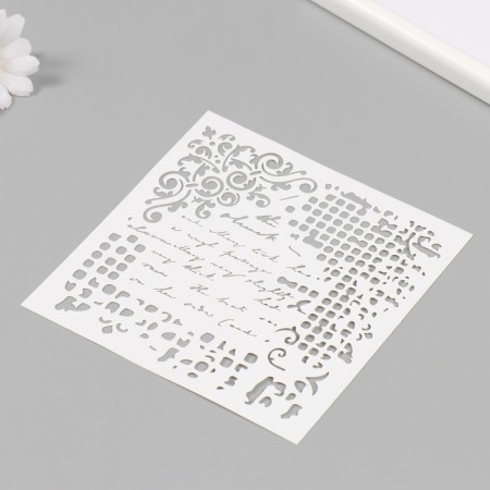 Plastic stencil "inscription" 15x15 cm-1