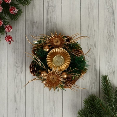 Gloria candlelight with gold flowers, 13 cm d-5 cm-1