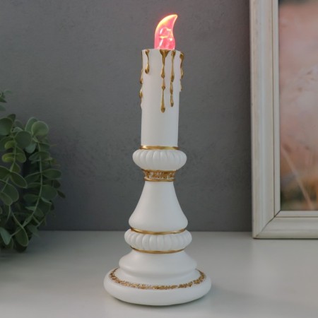 Souvenir Polystone Light "Candle" 2xlr44 white with gold 10x10x24.5 cm