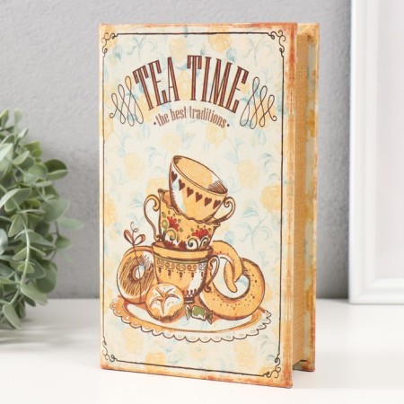Safe-book wood to the leatherette "Time for tea" 21x13x5 cm-2