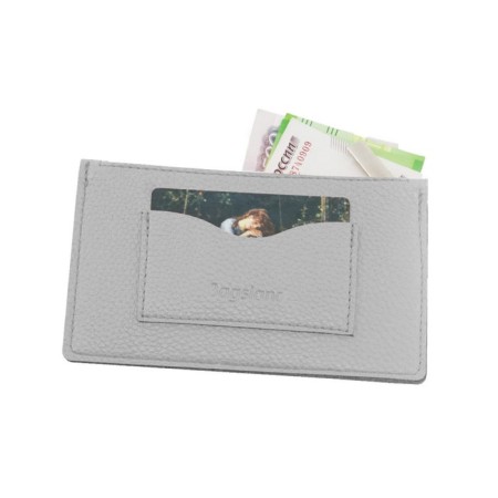 Cartholder, genuine leather, gray 15x9x1 cm-1