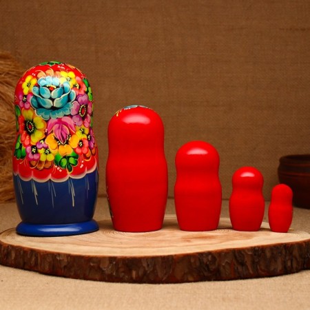 Nesting doll "flowers", 5 puppet, suite, mix-1