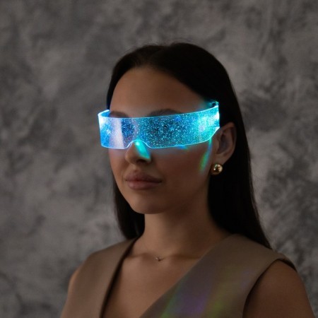 LED glasses "Shine", 14.5x4.5x18 cm, CR2032X2 batteries (included), 3 modes, glow RGB-2