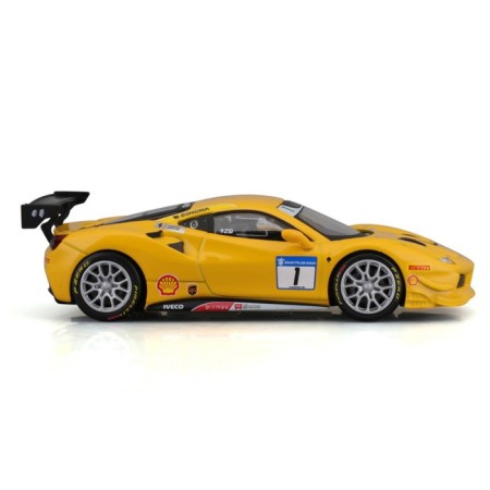 Racing machine BBURAGO Ferrari 488 Challenge 2017, Die-Cast, 1:43, yellow color-1