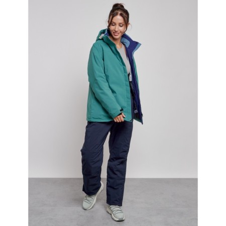 Ski jacket female winter, size 52, green color-9