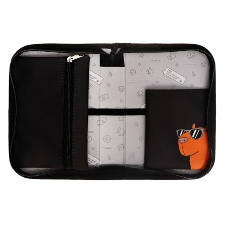 Penal 1 section 140 x 210 x 40 mm, folding pocket and cosmetic bag, fabric, calligrata topontent "hamster"-3