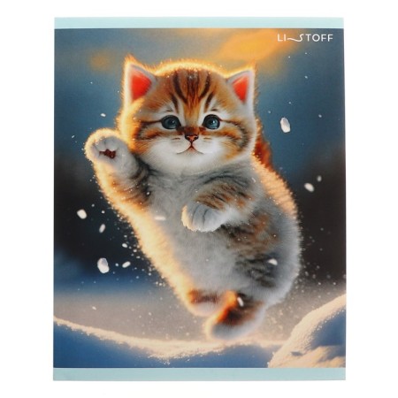Notebook of 48 sheets in the cage "Winter cats", covered cardboard, matte lamination, selective UV-lame, block 60g/m2, mix-3