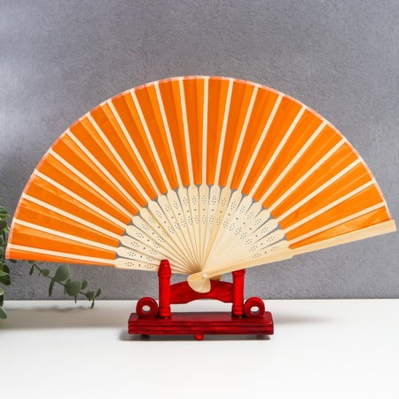 Fan Bamboo, Textile H = 21 cm "Monocet" in the box, orange-2