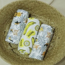 A set of diapers of banana and jungle, 75x120cm - 3 pcs, flannel