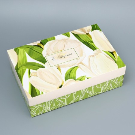 The box is folding, the lid is, “from March 8”, 30 x 20 x 9 cm without a window-2
