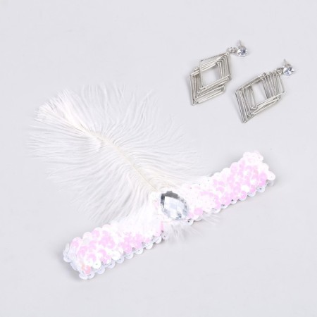 New Year's carnival set "Beauty" (dressing + earrings), white color, for the New Year-4