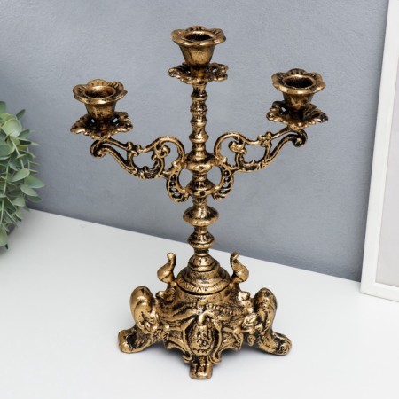 Cast iron candle for 3 candles "feudal lord" for bronze 32x22x17 cm-1