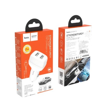 Hoco Z36, 2 USB, 2.4 A, Micro USB cable - USB, 1 m, white-3