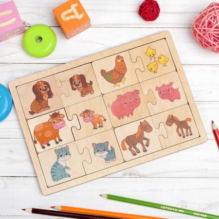 Game developing wooden "Mom and baby"