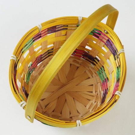 Wicker basket, d18 x 11 x 24 cm, yellow, bamboo-3