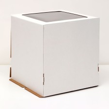 Box for a cake with a window, white, 26.5 x 26.5 x 29 cm