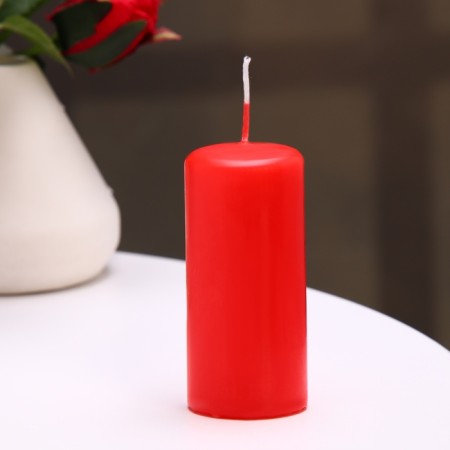 Candle cylinder, 4x9 cm, set 3 pcs, 11 hours, red-5