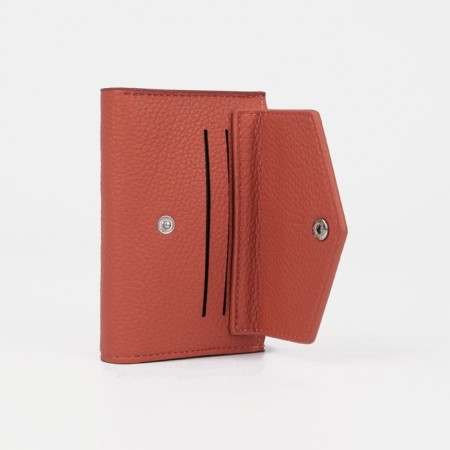Women's wallet on a magnet, coral color-5