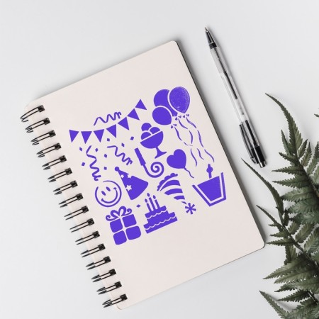 Plastic stencil "Birthday" 13x13 cm-2