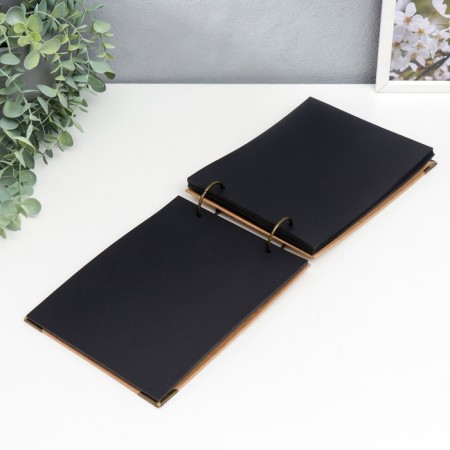 Photo album 30 black sheets "craft" on rings, small, density 350 g 17x22 cm-2