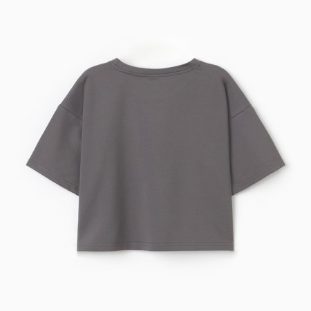 T-shirt shortened female Minaku Oversize Fit: Graphite Color, Rr. 46-7